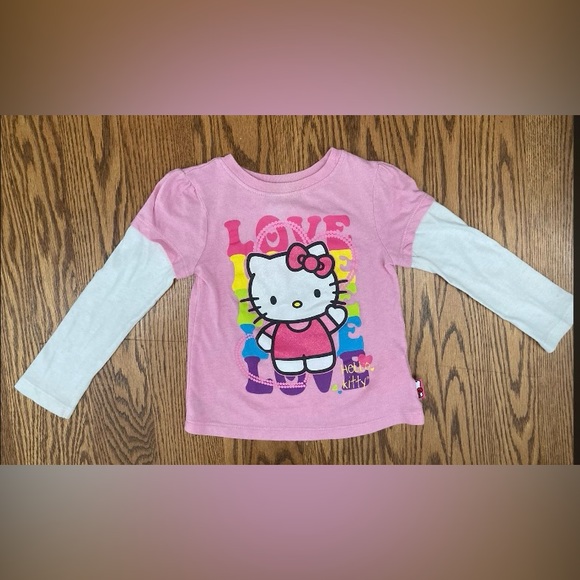 💖🎀💖Hello Kitty Pink Long Sleeve layered look Kids Shirt - Picture 1 of 9